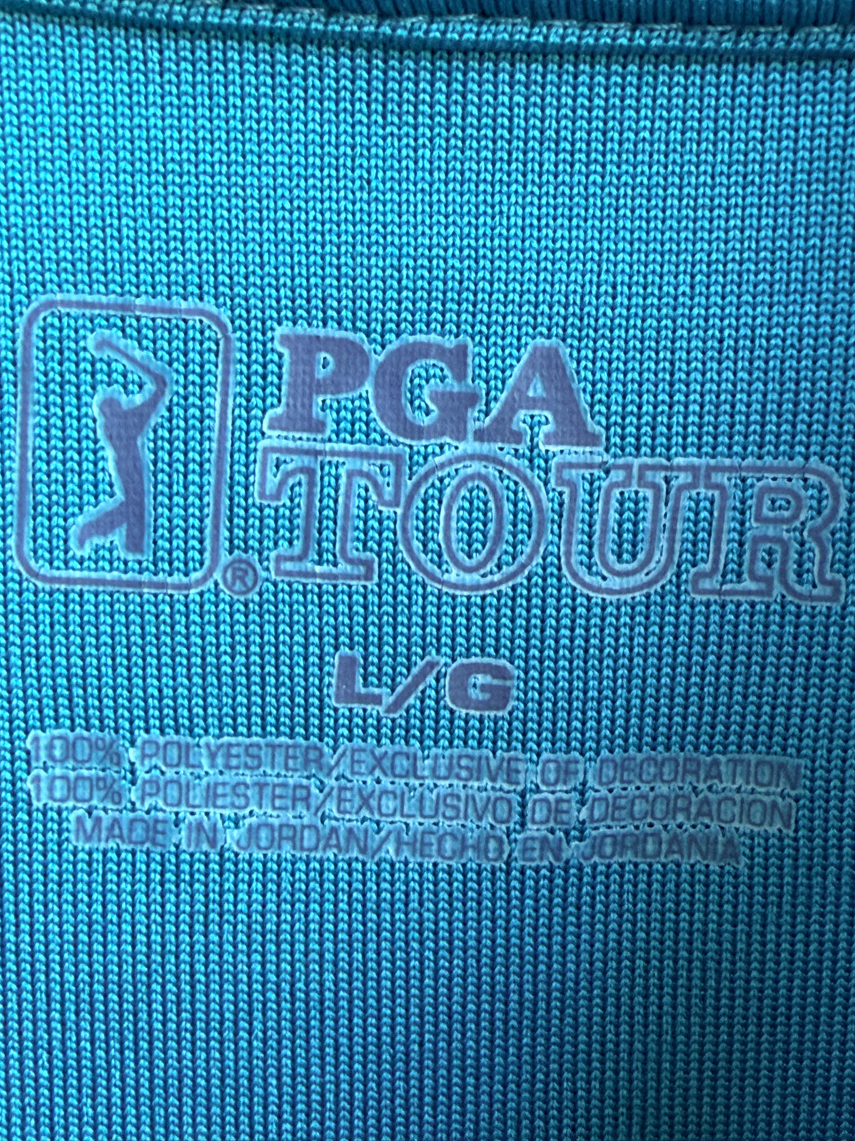 PGA Tour Men's Large Teal Striped Short Sleeve Performance Golf Polo Shirt