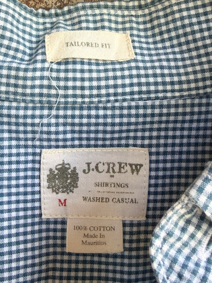 J.Crew  Men's M Tailored Fit Blue White Check Button Down Shirt