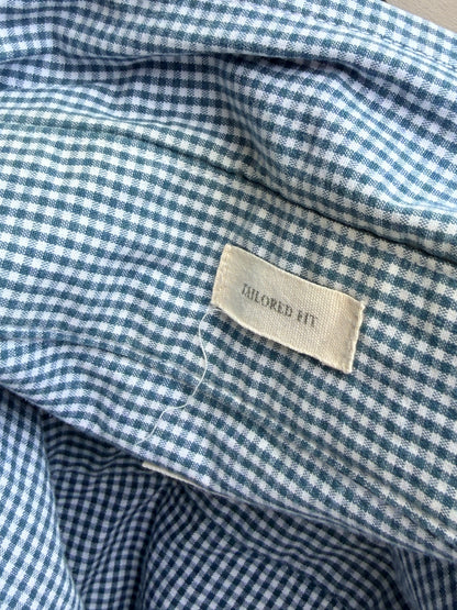 J.Crew  Men's M Tailored Fit Blue White Check Button Down Shirt