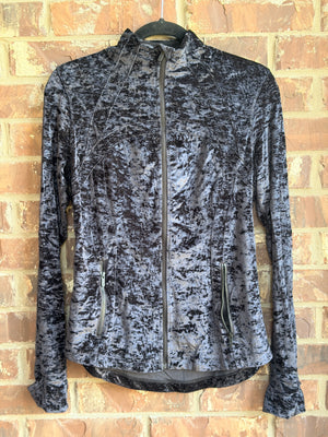 Lululemon Women's Size 12 Crushed Velvet Full Zip Jacket Black