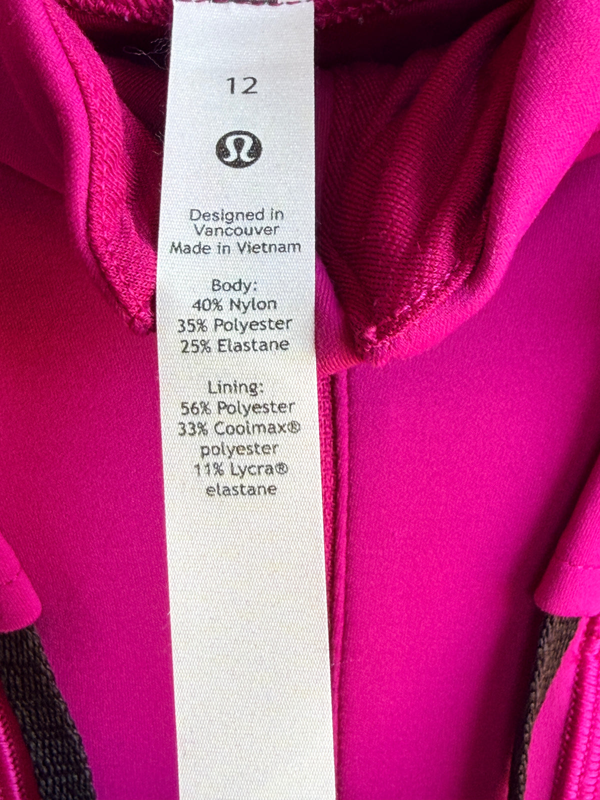 Lululemon Rain Repellent Running Jacket Wild Berry Pink Size 12 Hooded