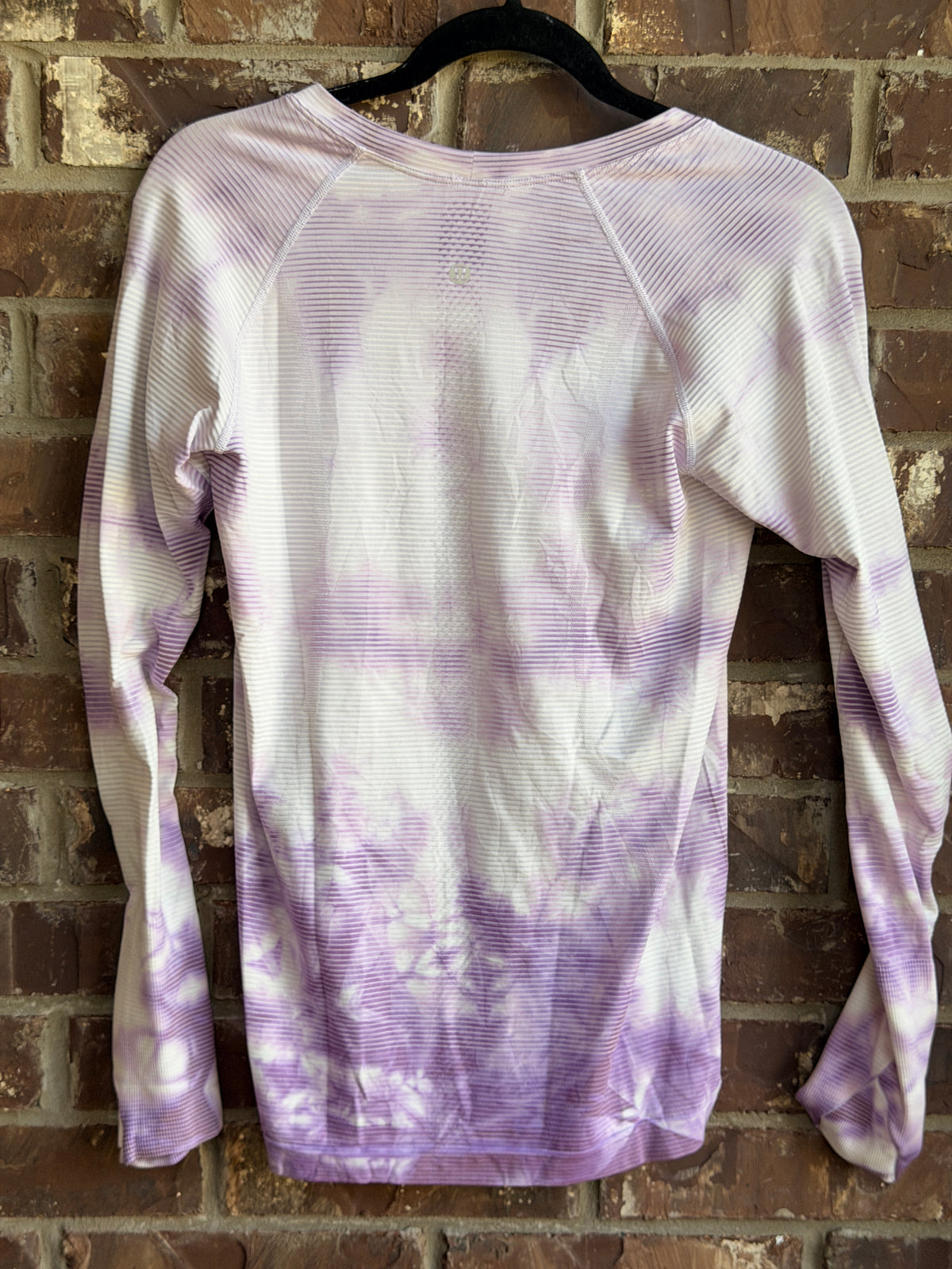 Lululemon Womens Size 10 Purple White Long Sleeve Running Shirt Still Your Mind