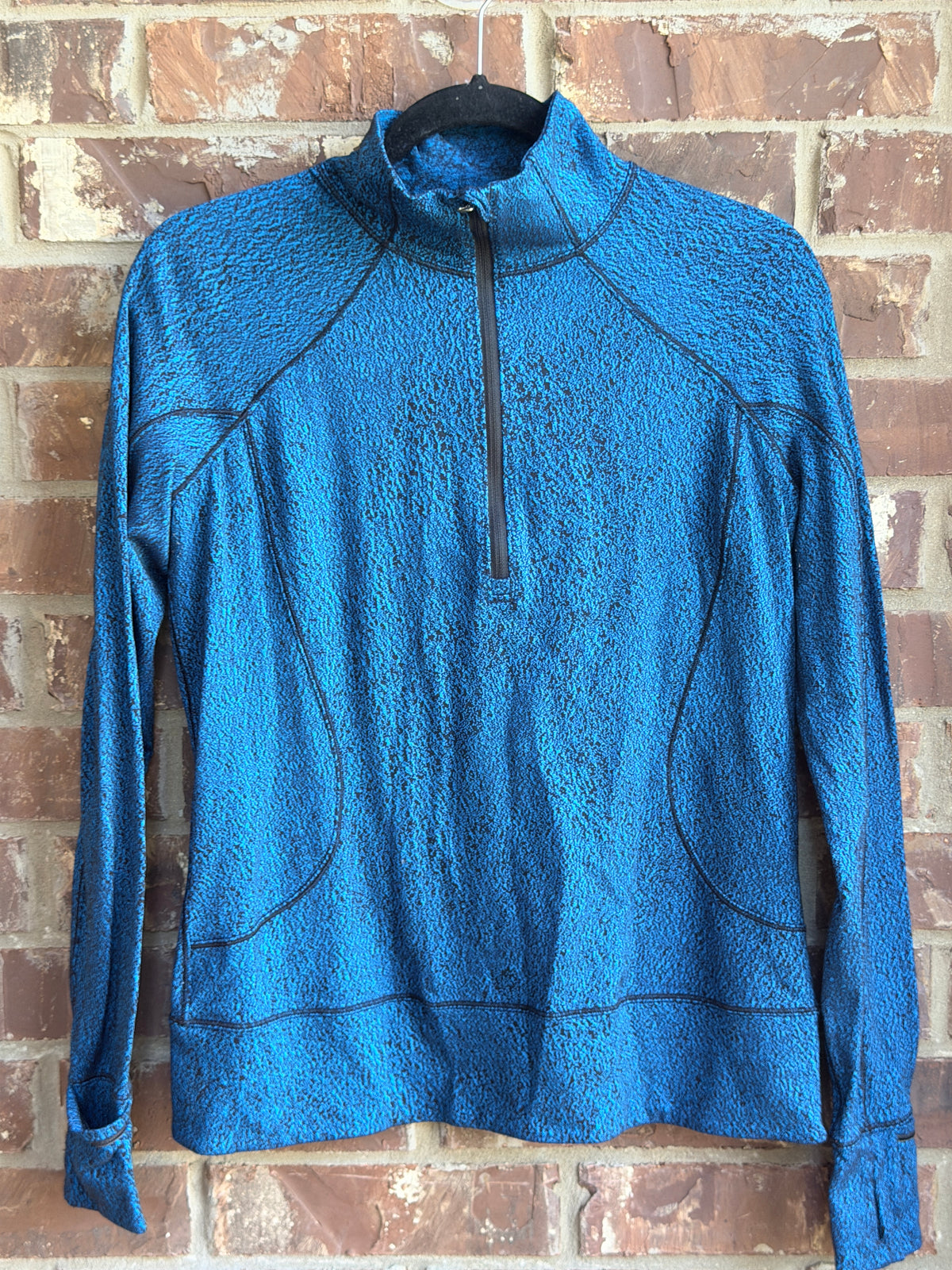 Lululemon Size 10 Blue Black Half Zip Running Pullover