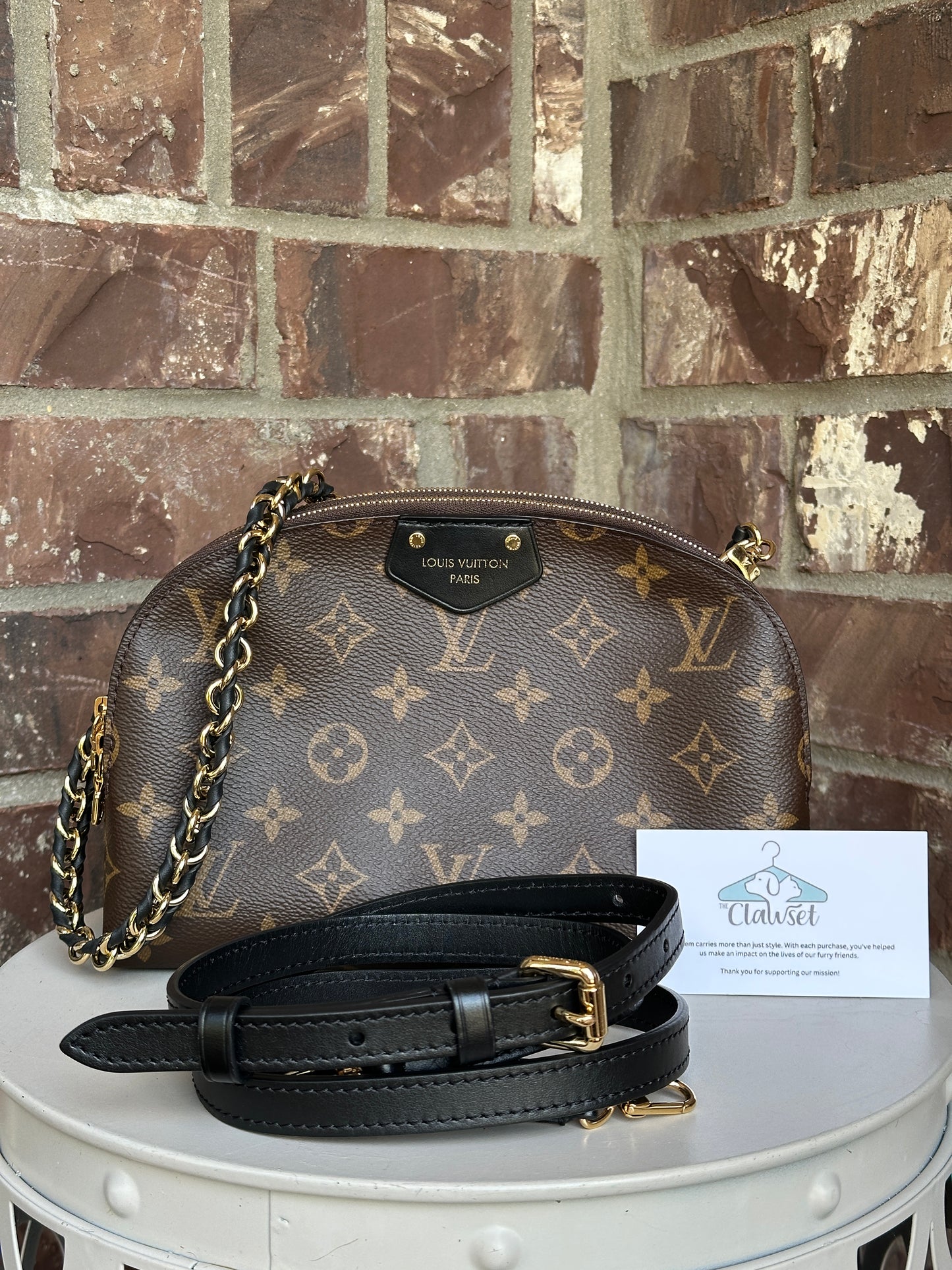 Louis Vuitton Be Alma Chain Handbag Monogram Canvas Brown 82034