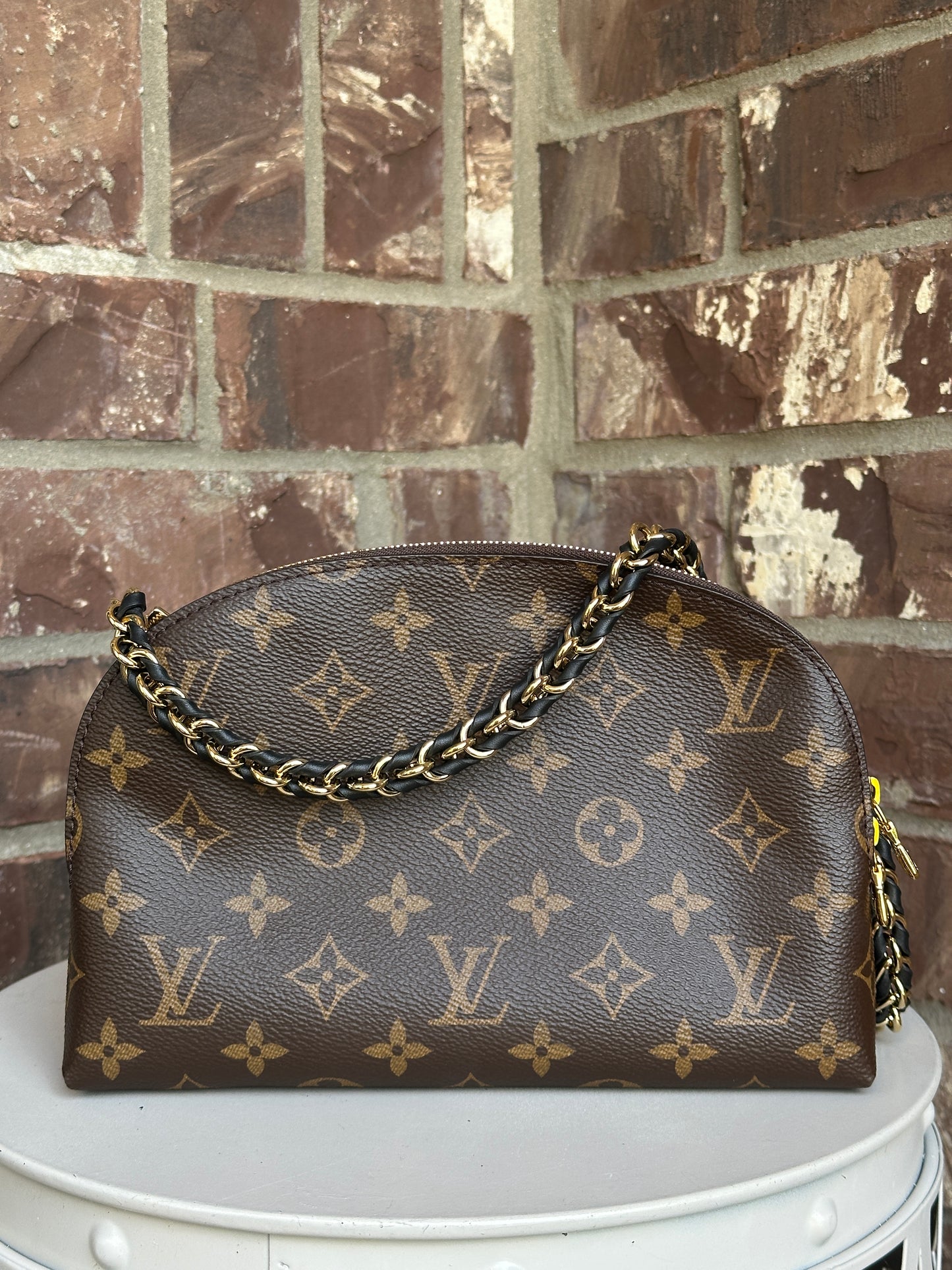 Louis Vuitton Be Alma Chain Handbag Monogram Canvas Brown 82034