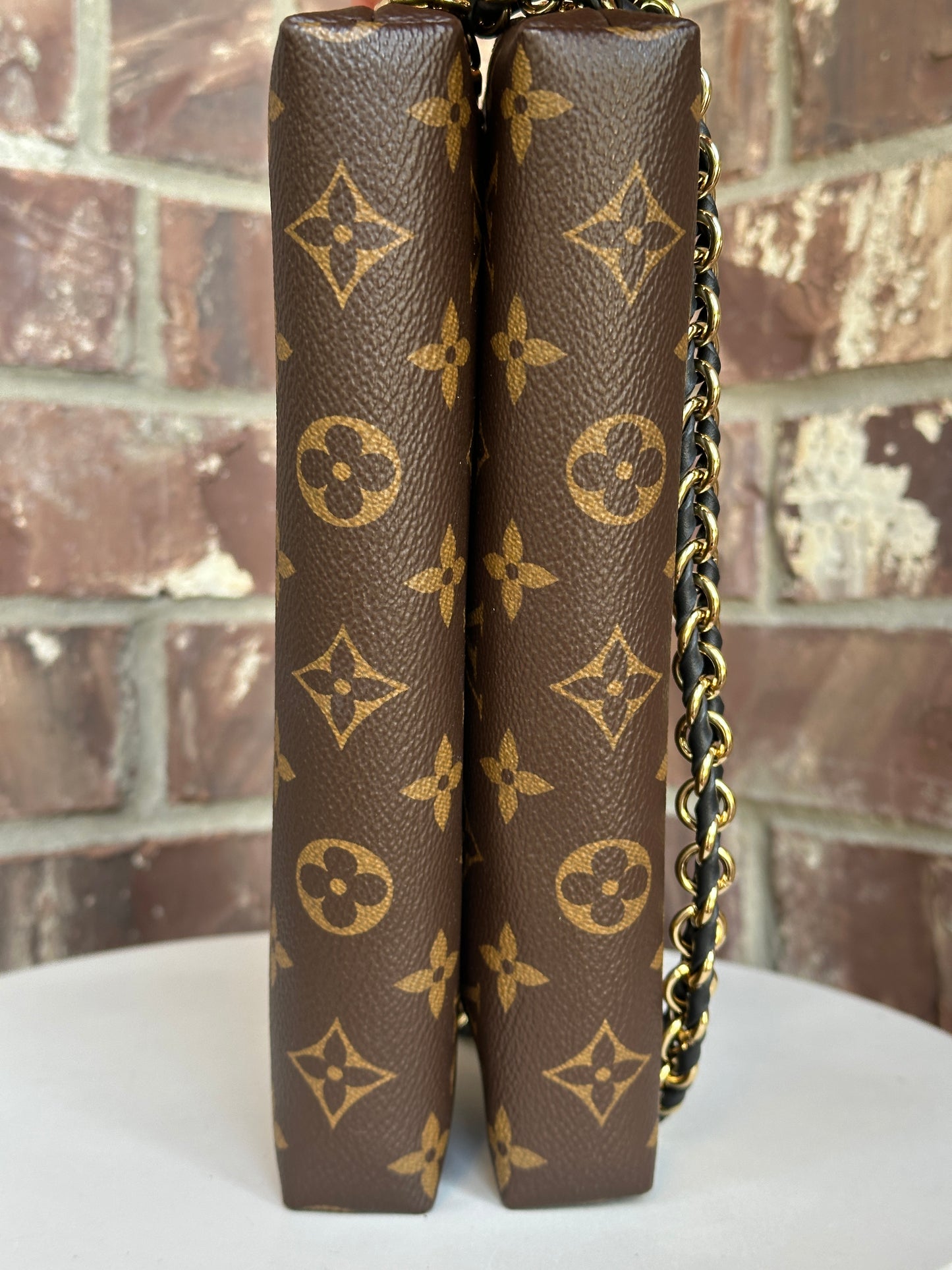Louis Vuitton Be Alma Chain Handbag Monogram Canvas Brown 82034
