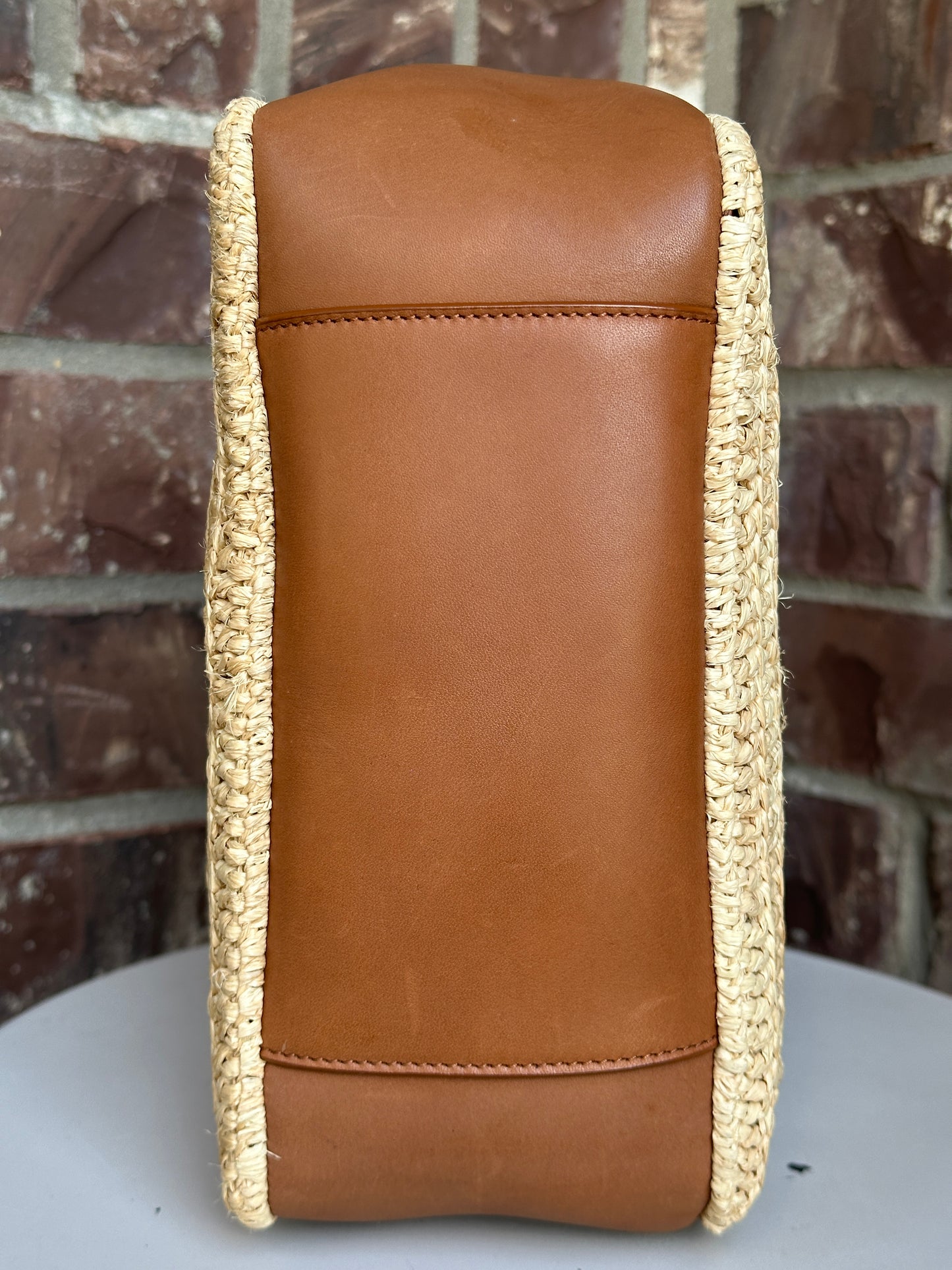 Saint Laurent Le 5 a 7 Supple Hobo Raffia and Leather Small Tan 31165