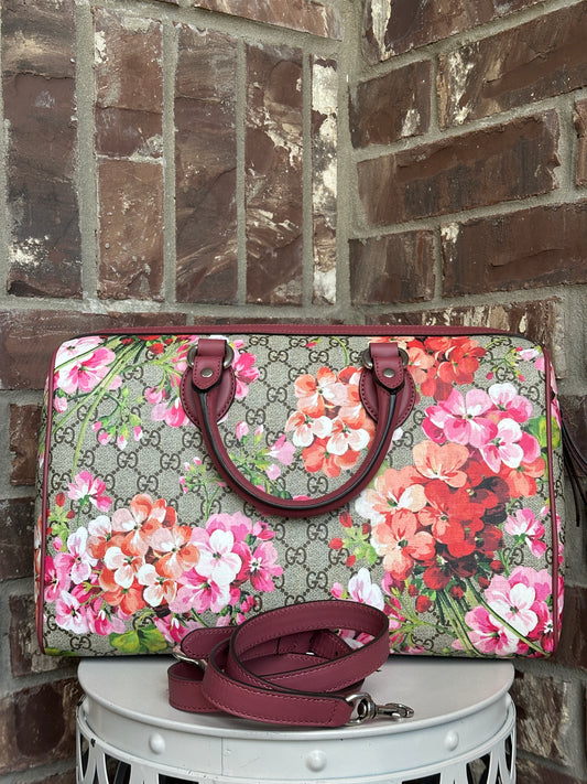 Gucci Convertible Boston Bag Blooms Print GG Coated Canvas Medium 11169