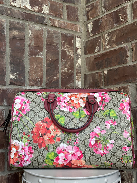 Gucci Convertible Boston Bag Blooms Print GG Coated Canvas Medium 11169