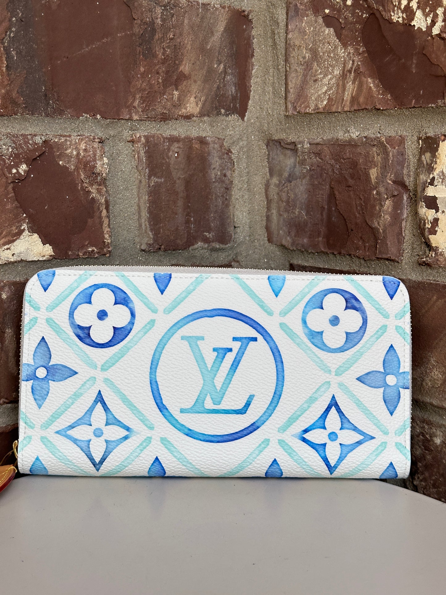 Louis Vuitton Zippy Wallet By The Pool Monogram Tile Canvas Blue 31159