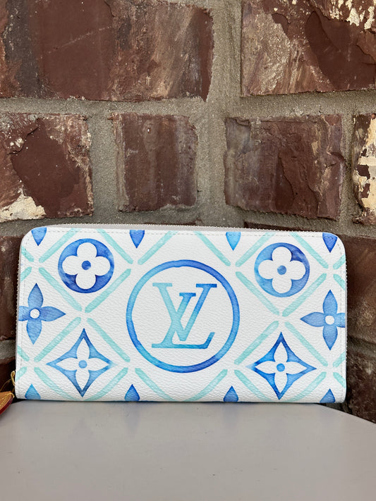 Louis Vuitton Zippy Wallet By The Pool Monogram Tile Canvas Blue 31159