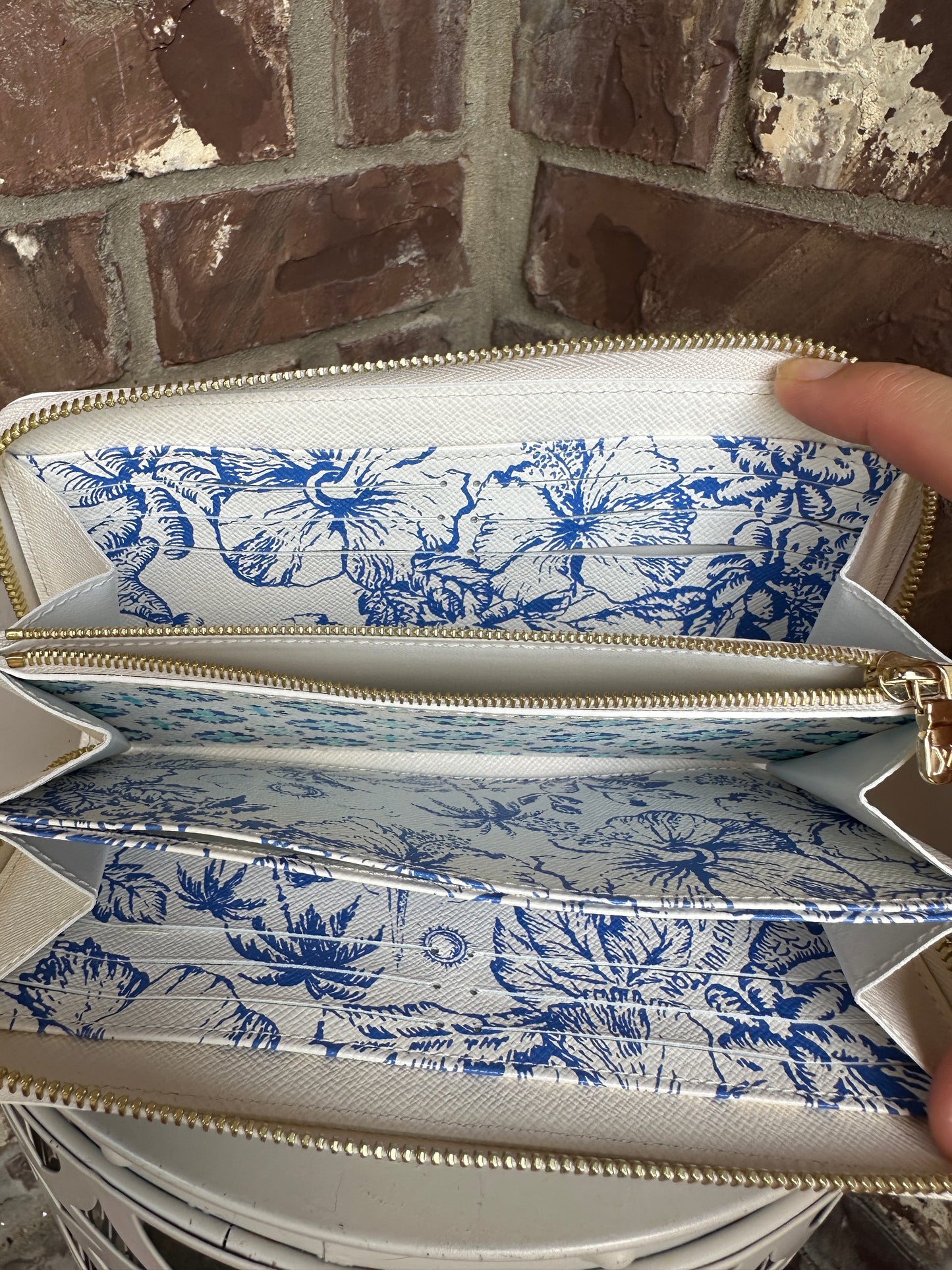 Louis Vuitton Zippy Wallet By The Pool Monogram Tile Canvas Blue 31159