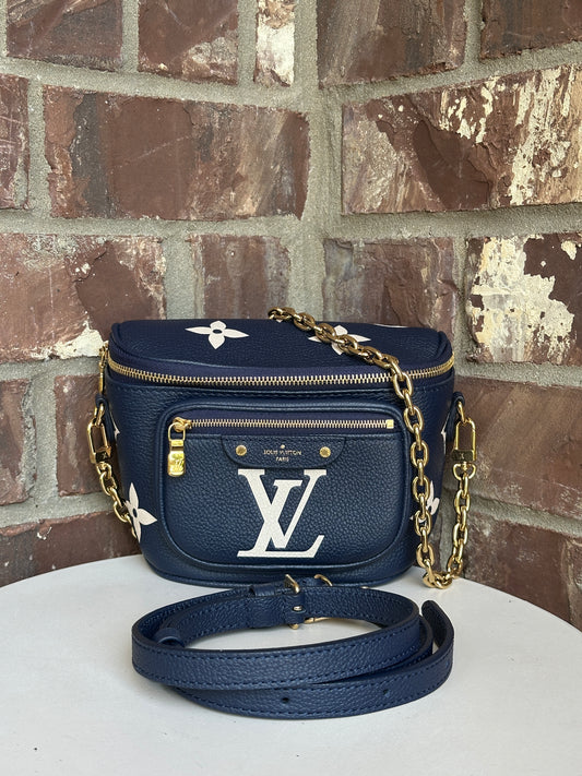 Louis Vuitton Mini Bum Bag Bicolor Monogram Empreinte Giant Blue 70032