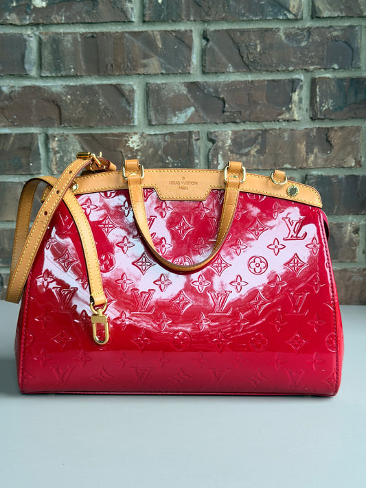 Louis Vuitton Brea Handbag Monogram Vernis MM Red 67532