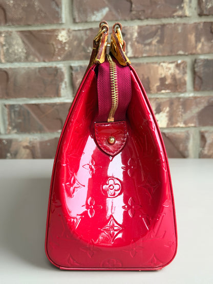 Louis Vuitton Brea Handbag Monogram Vernis MM Red 67532