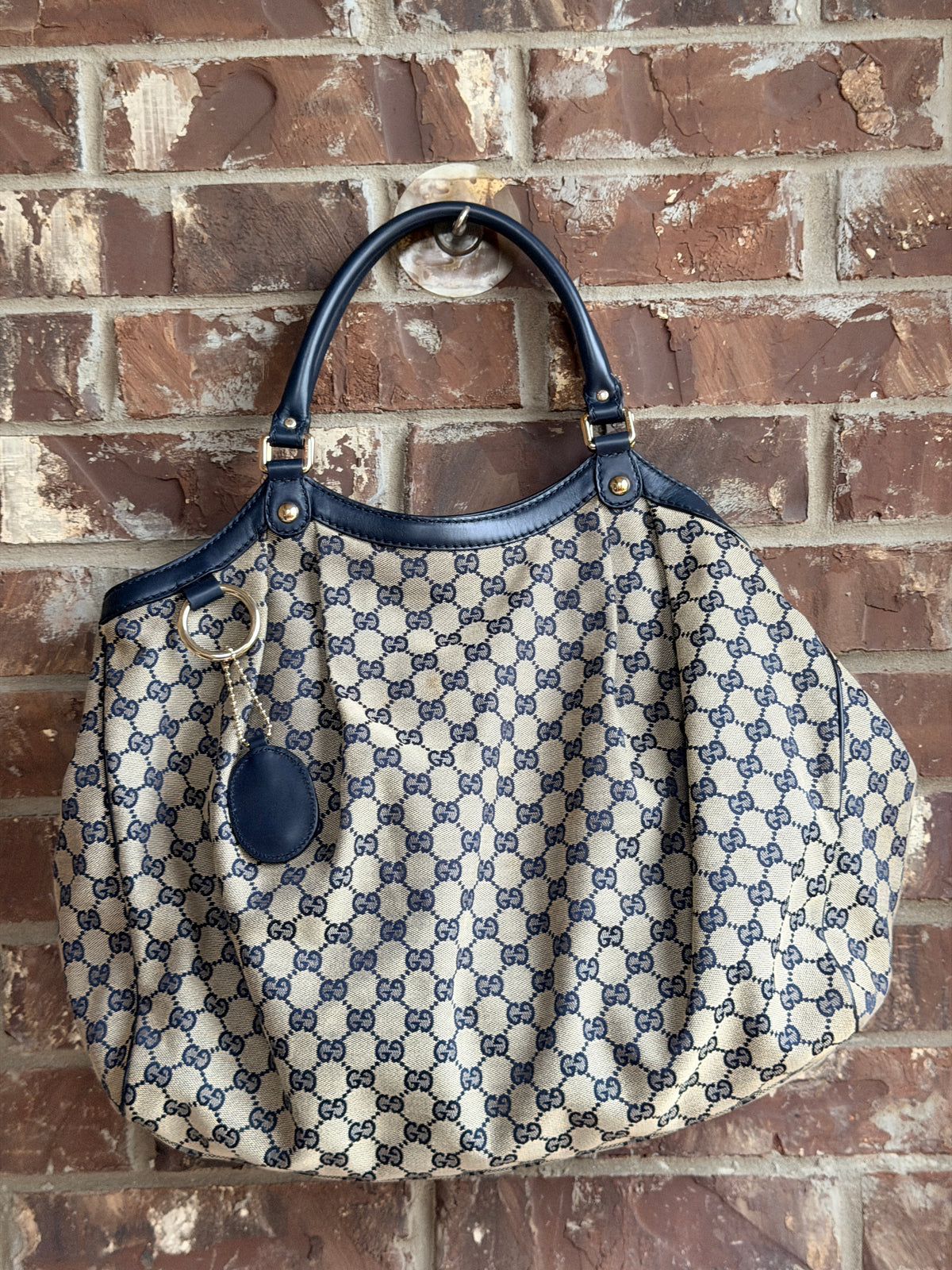 Gucci Sukey Tote GG Canvas with Leather Large Navy 67395