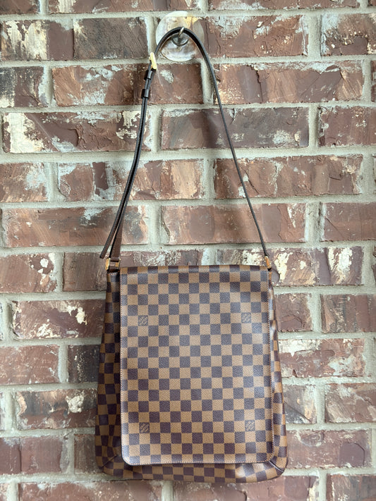Louis Vuitton Musette Handbag Damier Ebene GM Brown 63842