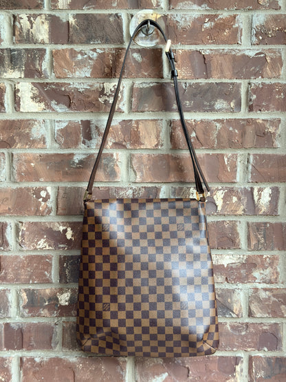 Louis Vuitton Musette Handbag Damier Ebene GM Brown 638420
