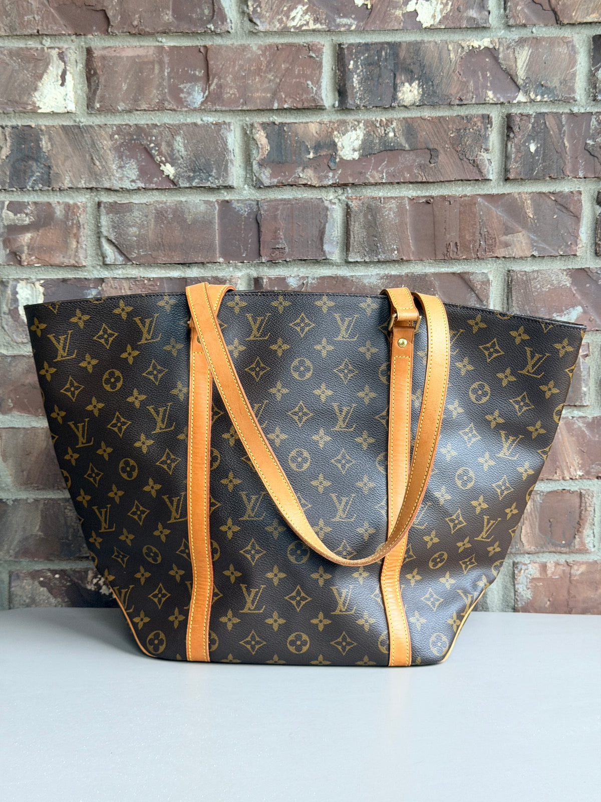 Louis Vuitton Shopping Sac Handbag Monogram Canvas MM Brown 84967