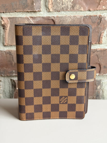 Louis Vuitton Ring Agenda Cover Damier Ebene MM 74795
