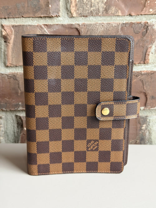 Louis Vuitton Ring Agenda Cover Damier Ebene MM 74795