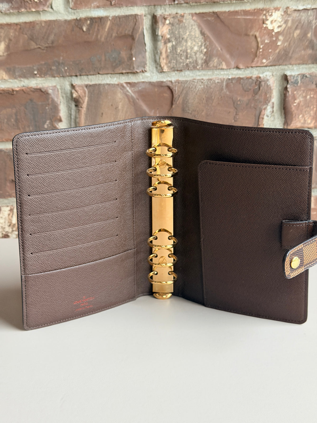 Louis Vuitton Ring Agenda Cover Damier Ebene MM 74795