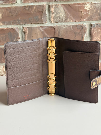 Louis Vuitton Ring Agenda Cover Damier Ebene MM 74795