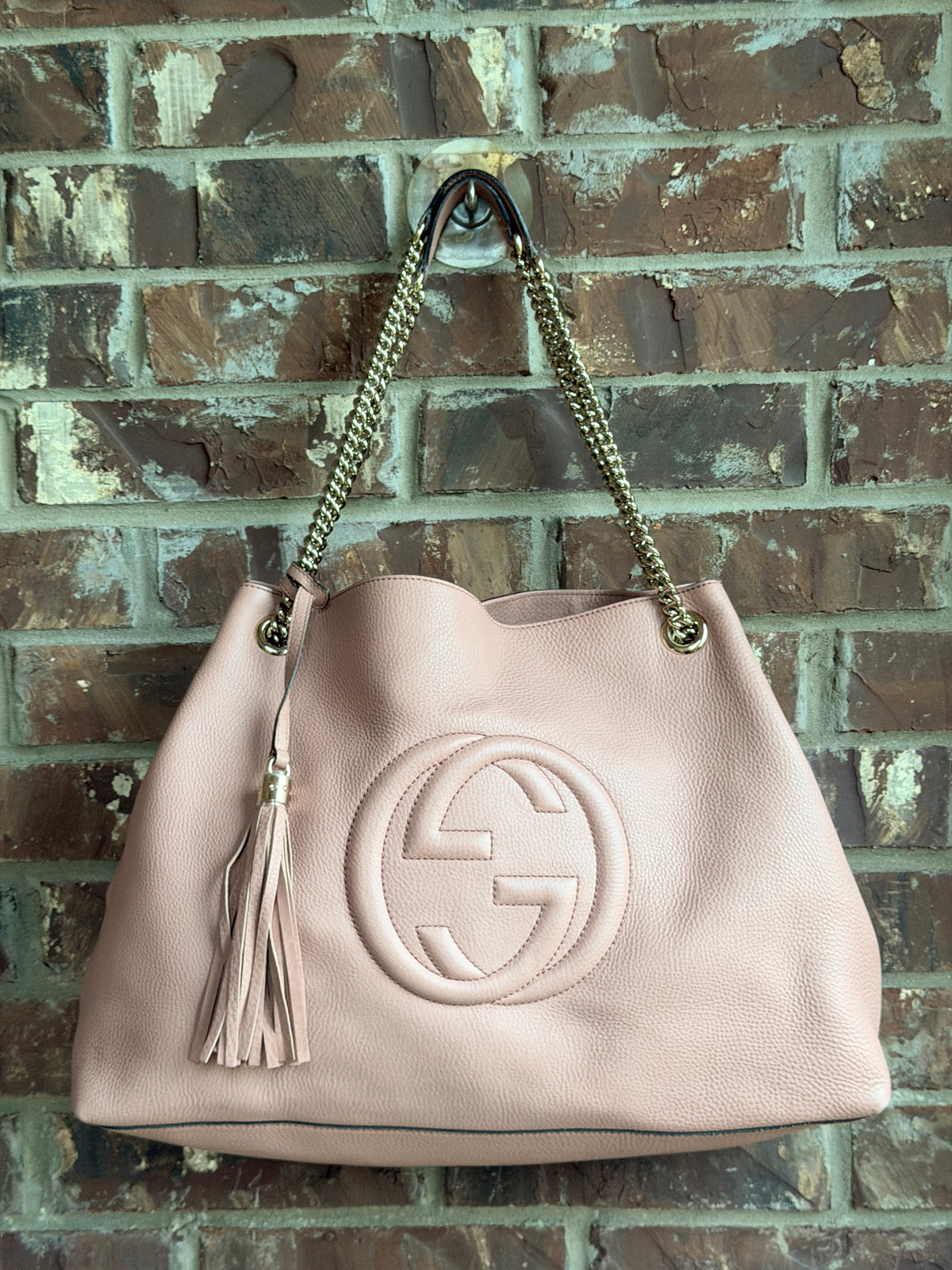 Gucci Soho Chain Strap Shoulder Bag Leather Large Pink 73723