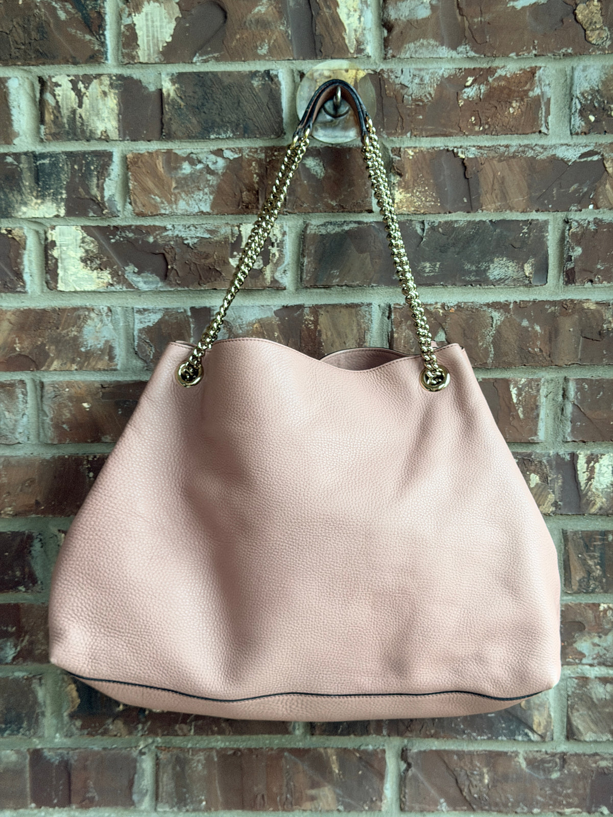Gucci Soho Chain Strap Shoulder Bag Leather Large Pink 73723