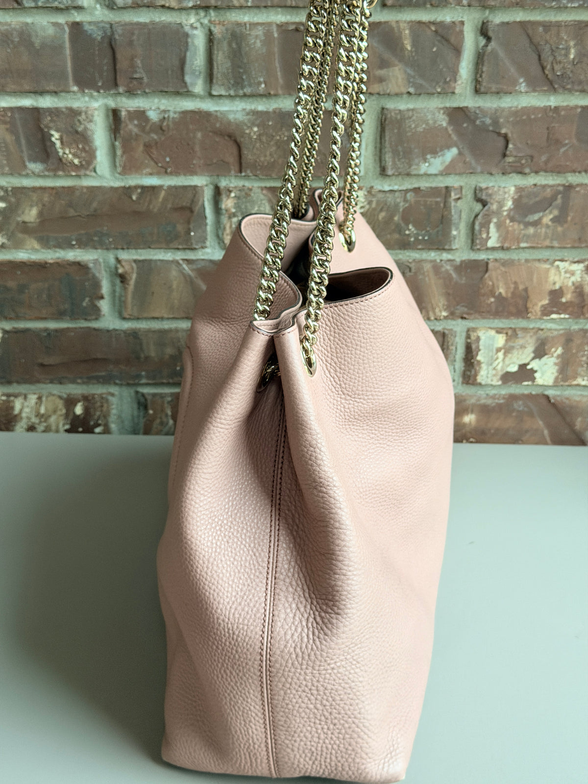 Gucci Soho Chain Strap Shoulder Bag Leather Large Pink 73723
