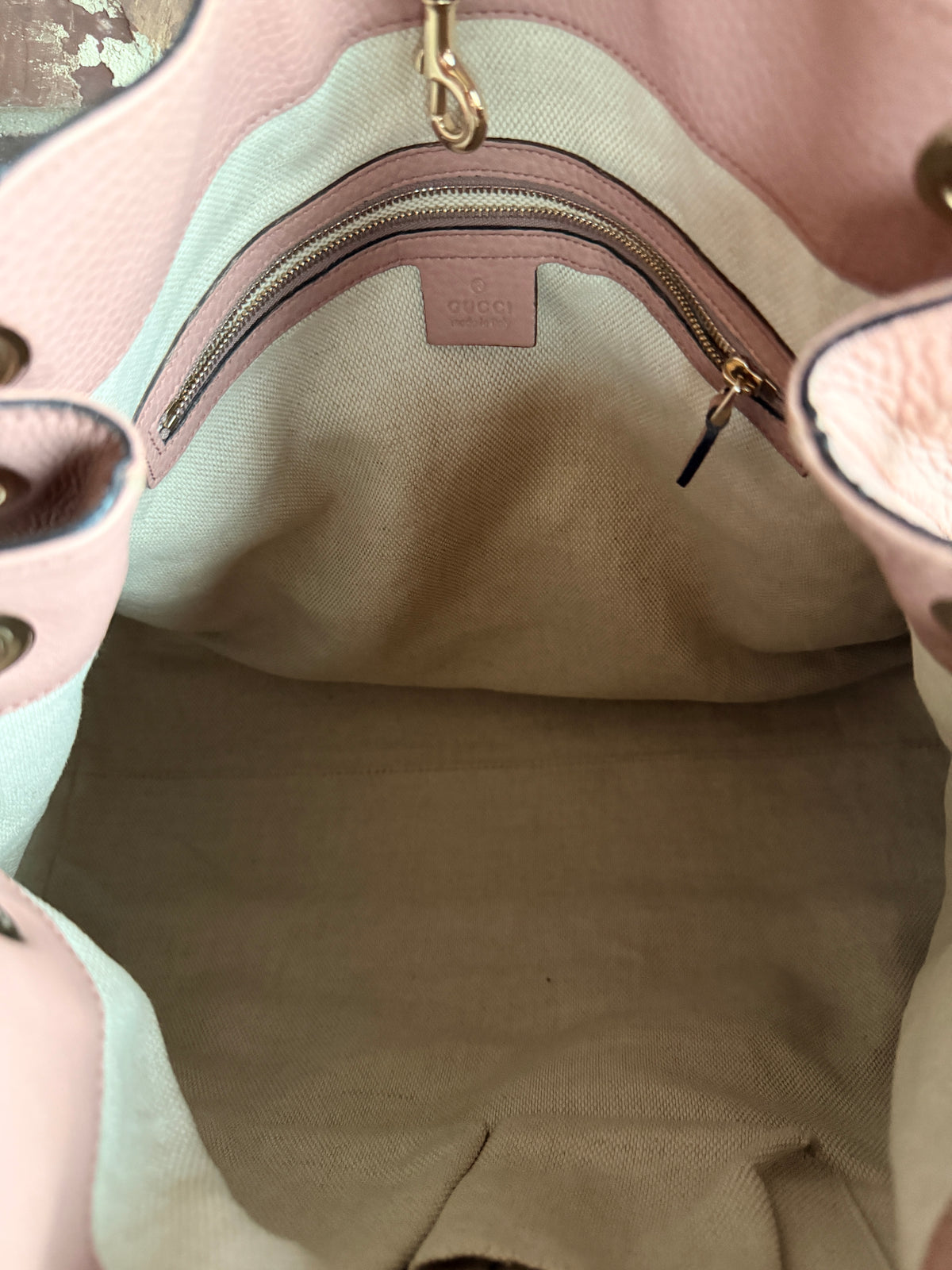 Gucci Soho Chain Strap Shoulder Bag Leather Large Pink 73723