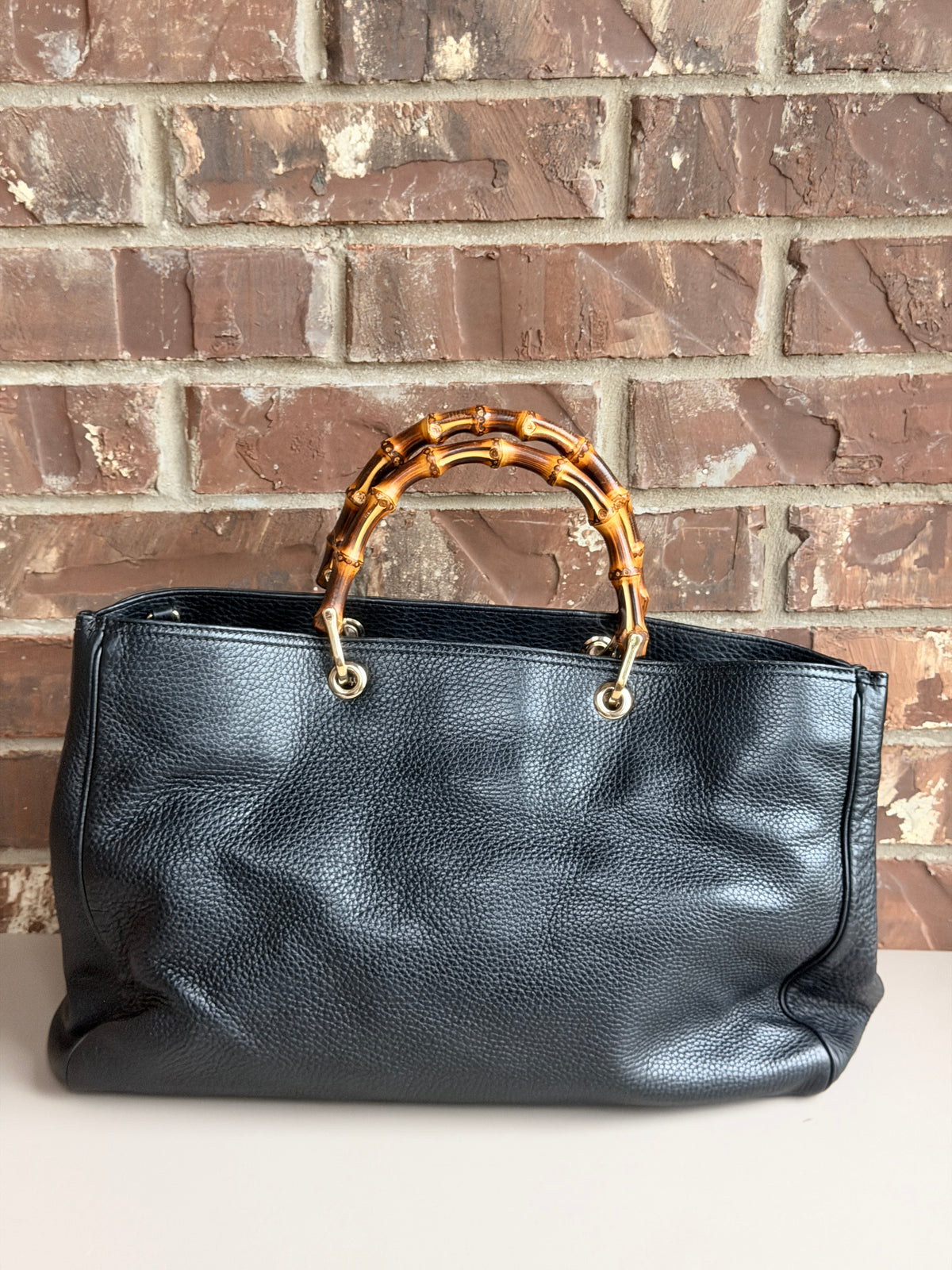 Gucci Bamboo Shopper Tote Leather Large Black 73472