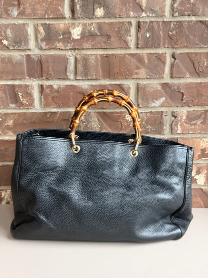 Gucci Bamboo Shopper Tote Leather Large Black 73472