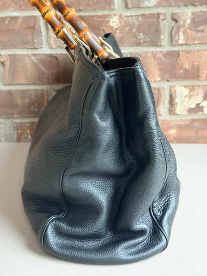 Gucci Bamboo Shopper Tote Leather Large Black 73472