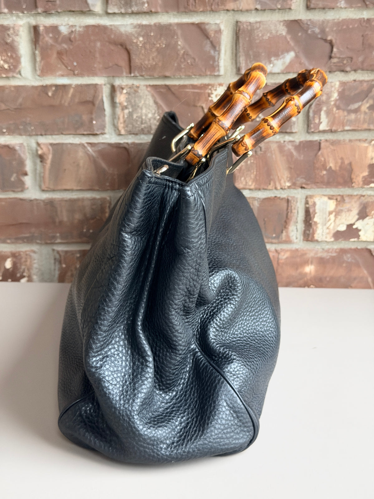 Gucci Bamboo Shopper Tote Leather Large Black 73472