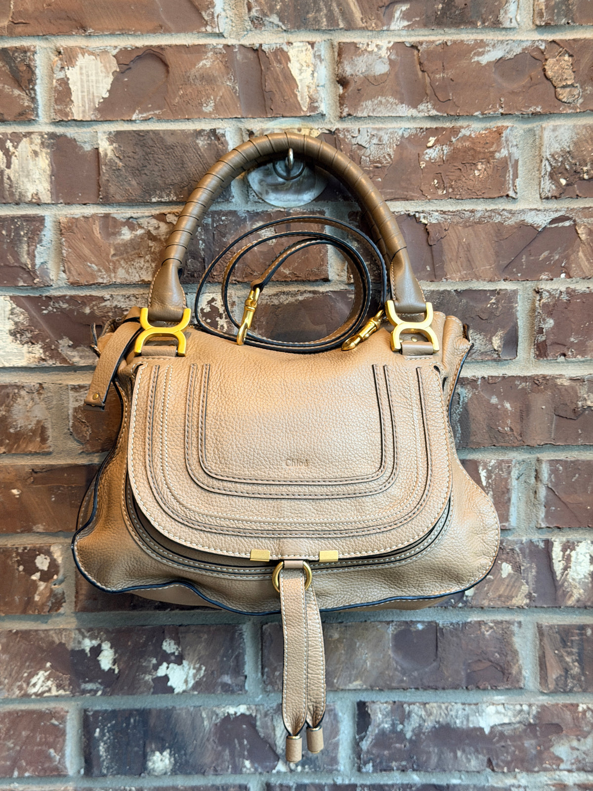 Chloe Marcie Satchel Leather Medium Brown 74964