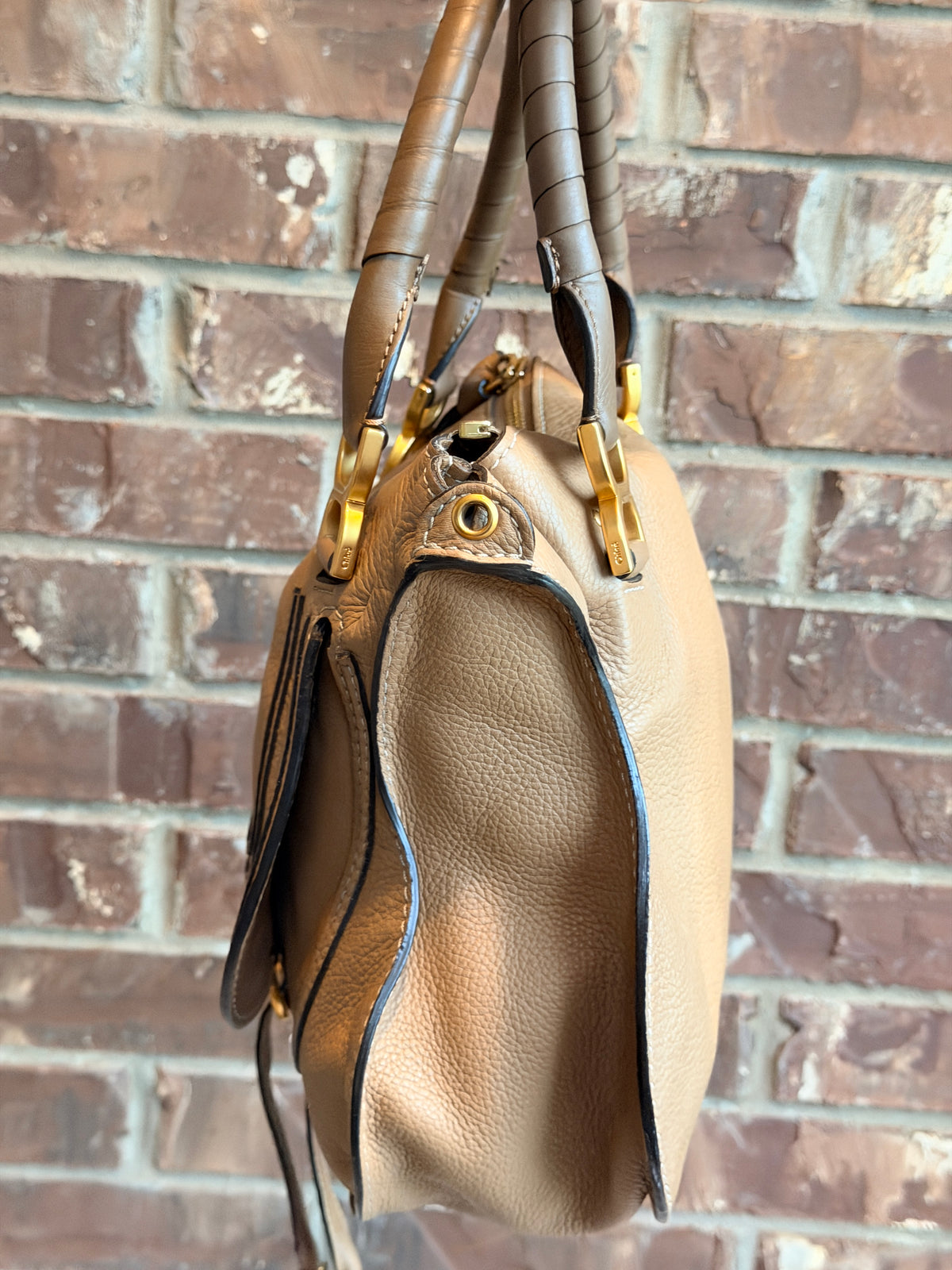 Chloe Marcie Satchel Leather Medium Tan 74964