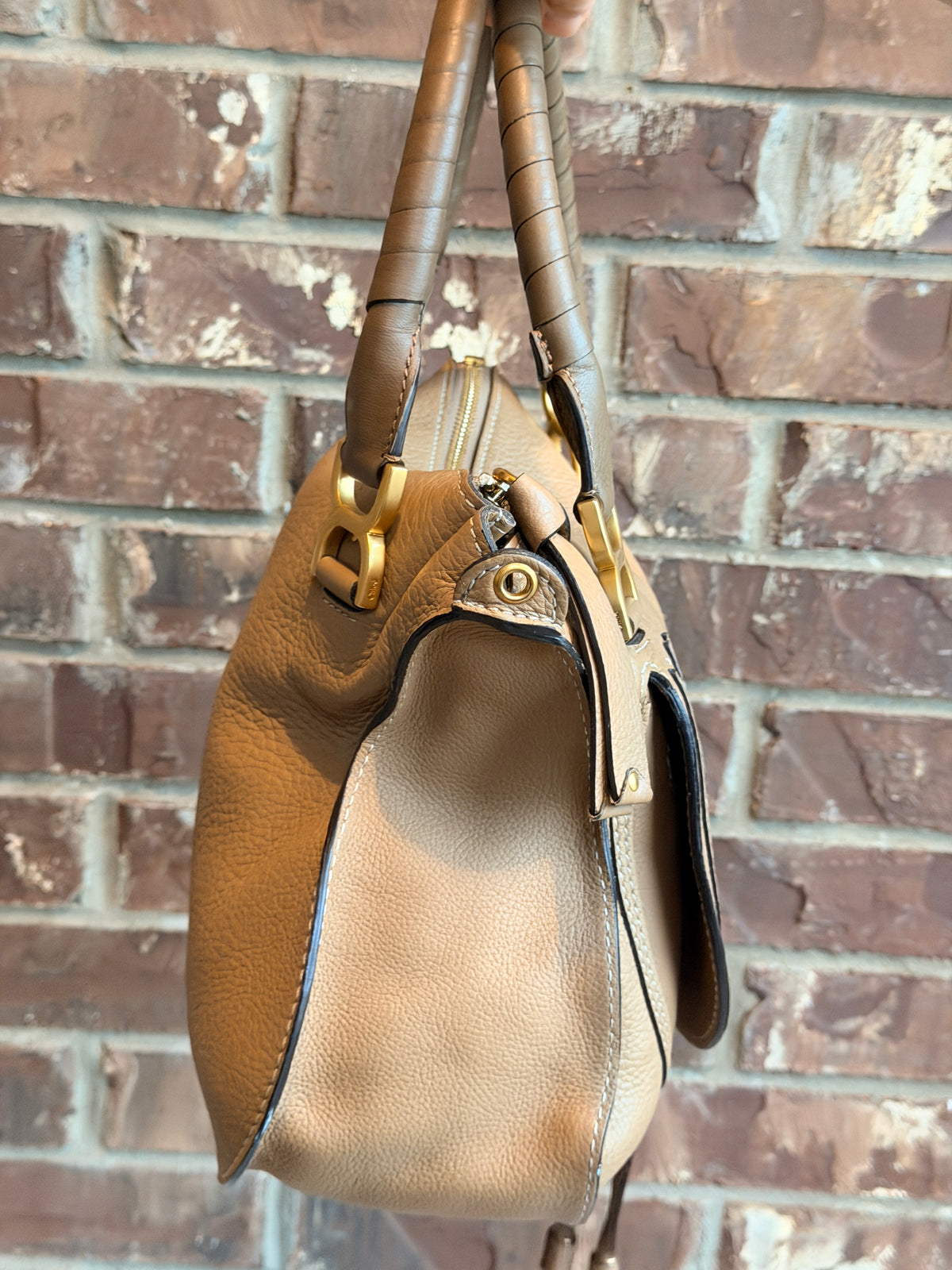 Chloe Marcie Satchel Leather Medium Tan 74964
