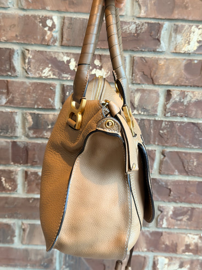Chloe Marcie Satchel Leather Medium Tan 74964