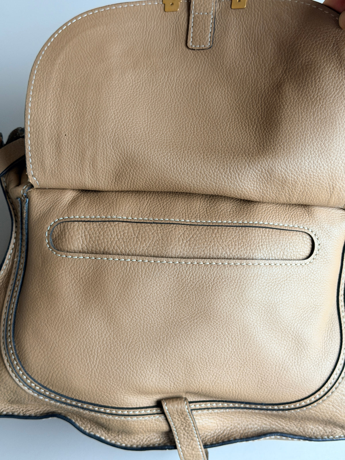 Chloe Marcie Satchel Leather Medium Tan 74964