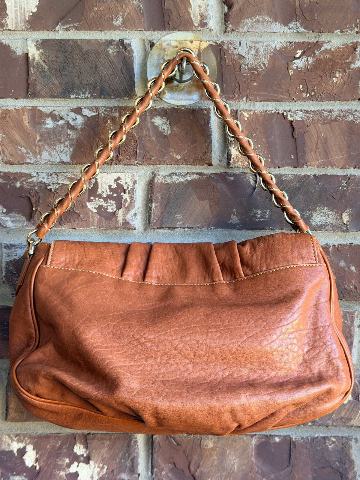 Fendi Mia Flap Bag Leather	Brown 65762