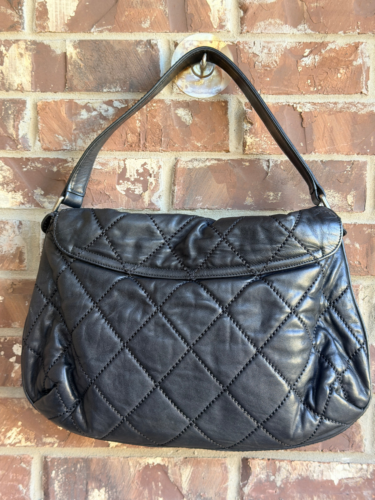 Chanel Wild Stitch Flap Shoulder Bag Quilted Lambskin Large Black 56823