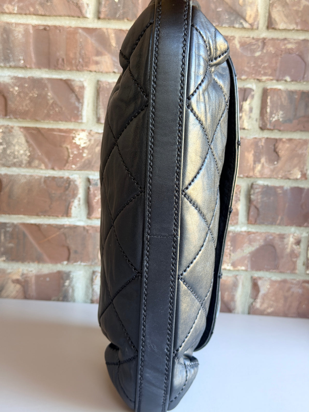Chanel Wild Stitch Flap Shoulder Bag Quilted Lambskin Large Black 56823