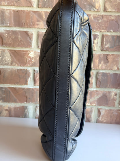 Chanel Wild Stitch Flap Shoulder Bag Quilted Lambskin Large Black 56823
