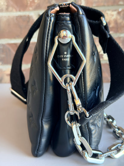 Louis Vuitton Coussin Bag Monogram Embossed Lambskin PM Black 82394