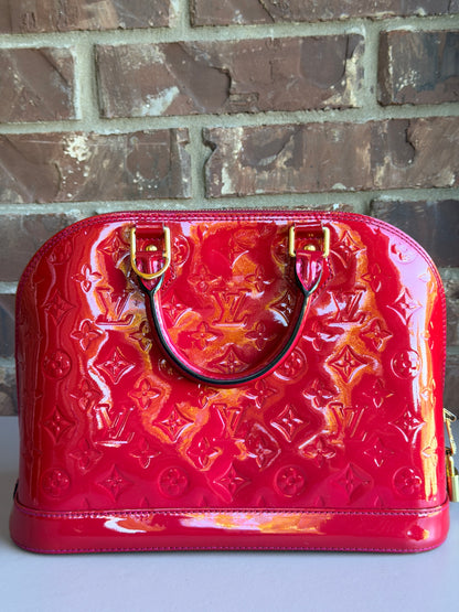 Louis Vuitton Alma Handbag Monogram Vernis PM Raspberry 57283