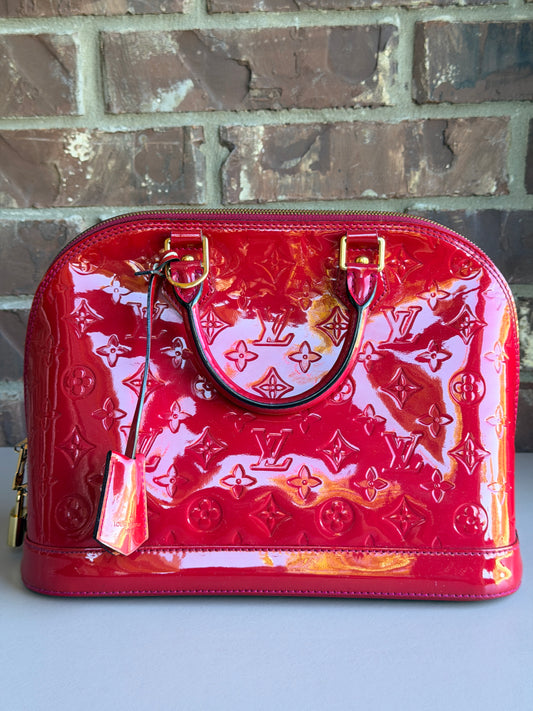 Louis Vuitton Alma Handbag Monogram Vernis PM Raspberry 57283