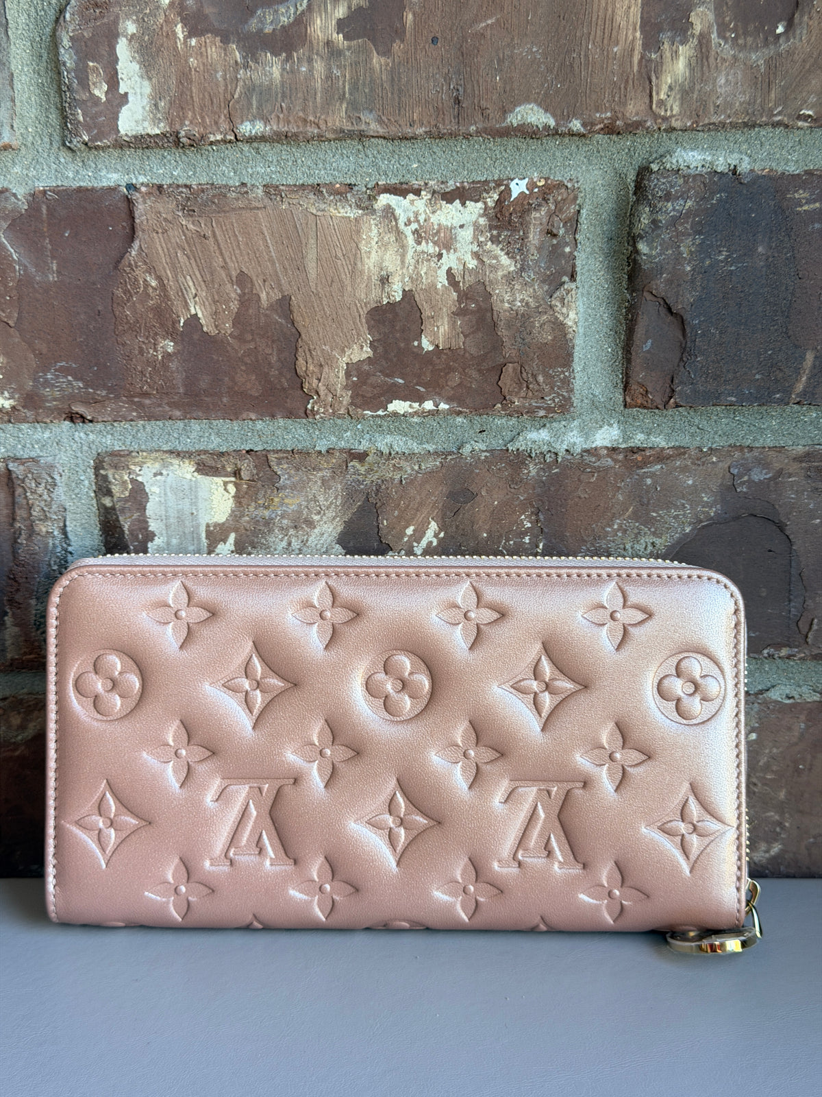 Louis Vuitton Metallic Monogram Embossed Lambskin Coussin Zippy Wallet 45622