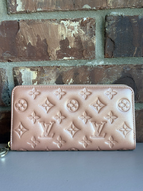 Louis Vuitton Metallic Monogram Embossed Lambskin Coussin Zippy Wallet 45622