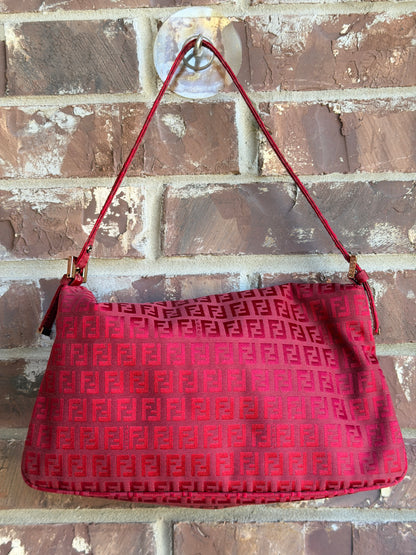 Fendi Double Flap Bag Zucchino Canvas Large Red 84748